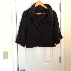Charcoal textured knit capelet style cardigan